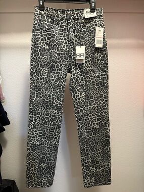 Robert Rodriguez Black & White Leopard-Print High-Rise Jeans A
